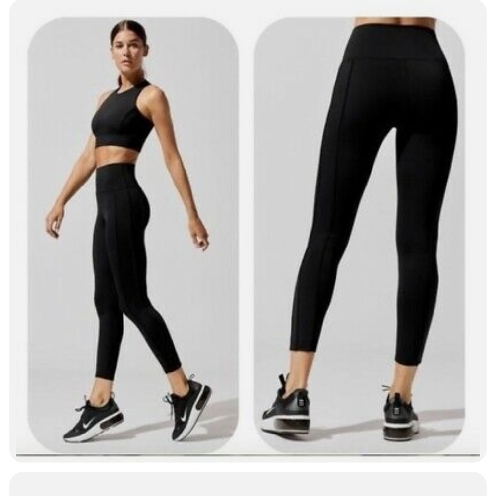 Carbon38 black piping seam leggings